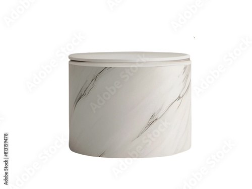 white marble cylinder podium for product advertising isolated on transparent background, png