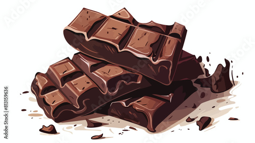 Pieces of dark chocolate bar sketch style vector il