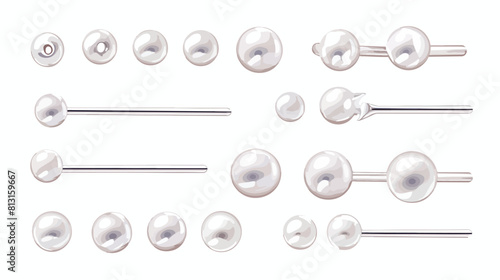 Piercing metal stud or pin template realistic vecto photo