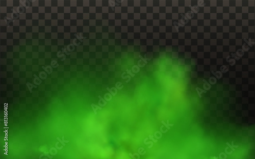 Green stink bad smell, smoke or poison gases,chemical toxic vapour.Vector realistic set of stench breath or sweat odor isolated on transparent checkered background.

