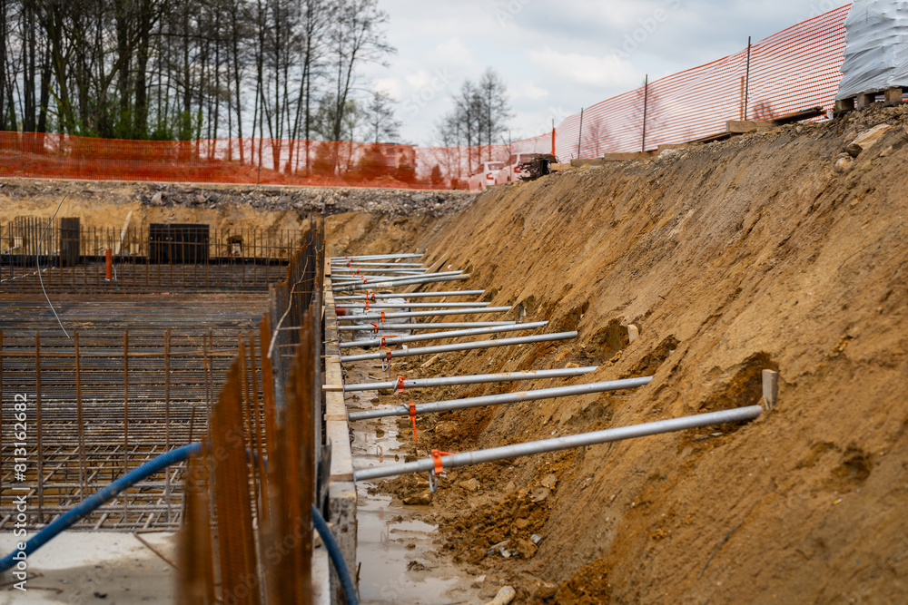 Construction stage - steel reinforcement of foundations