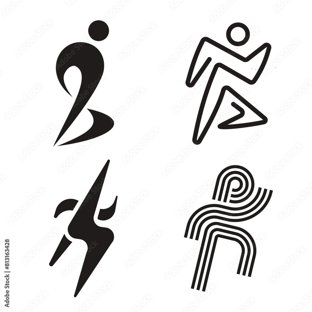 set of Running Man Logo Abstract Geometric Design vector template. Sport Athletics concept icon set of Running Man Logo Abstract Geometric Design vector template. Sport Athletics concept icon