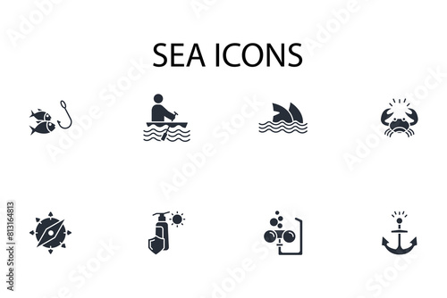 Sea icon. vector.Editable stroke.linear style sign for use web design logo.Symbol illustration.