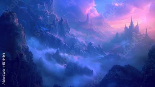 mesmerizing fantasy landscape that evokes a sense of mystery and magic. Generative Ai