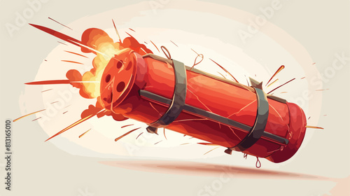 Realistic detailed 3d red detonate dynamite bomb st