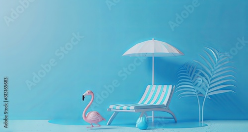 ilustración verano con fondo azul