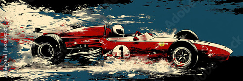 illustration of an old racing car