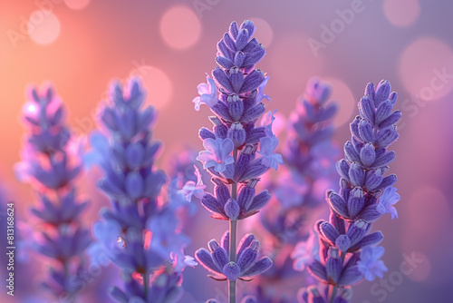 The soft  muted hues of baby blue and lavender  reminiscent of a serene sky at dawn. Concept of nursery room decor. Generative Ai.