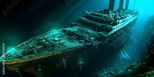 Titanic tragedy echoes in ocean depths shaping maritime history with silent impact. Concept History, Maritime, Titanic Tragedy, Ocean Exploration, Underwater Discoveries