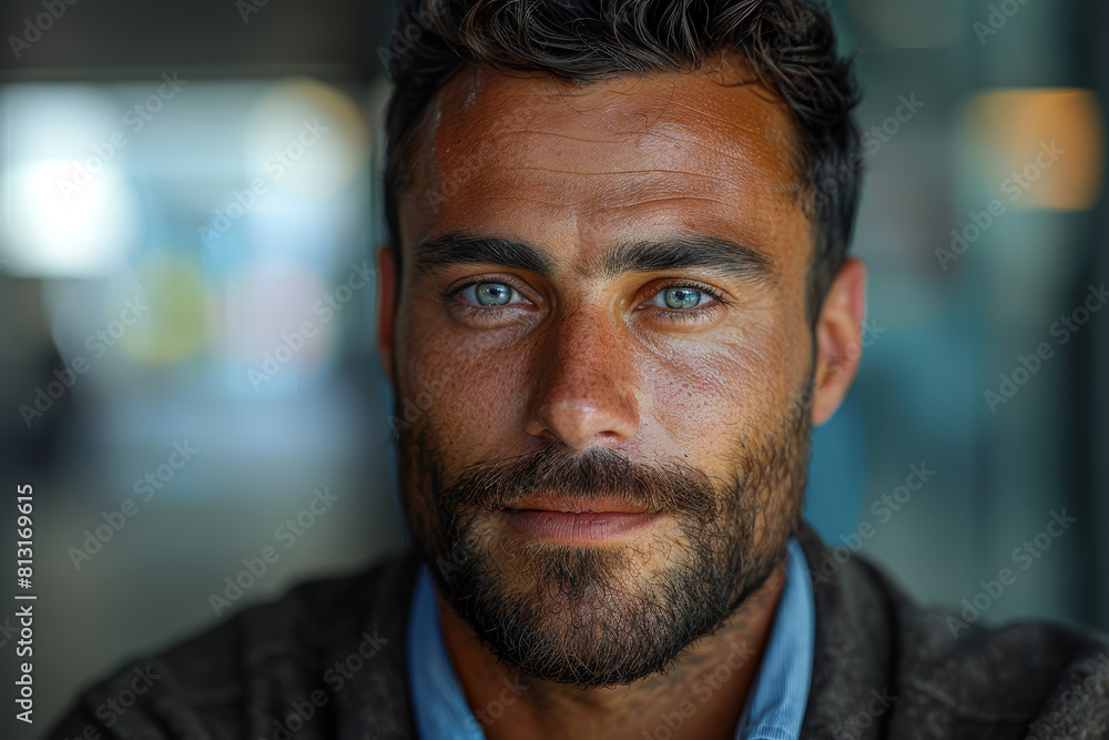 A headshot showcasing the focus and determination of an entrepreneur. Concept of ambition and drive in business. Generative Ai. A headshot showcasing the focus and determination of an entrepreneur. Concept of ambition and drive in business. Generative Ai.