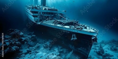 Iconic black and white images capturing the tragic sinking of RMS Titanic. Concept Titanic Disaster, Historical Photography, Black and White Images
