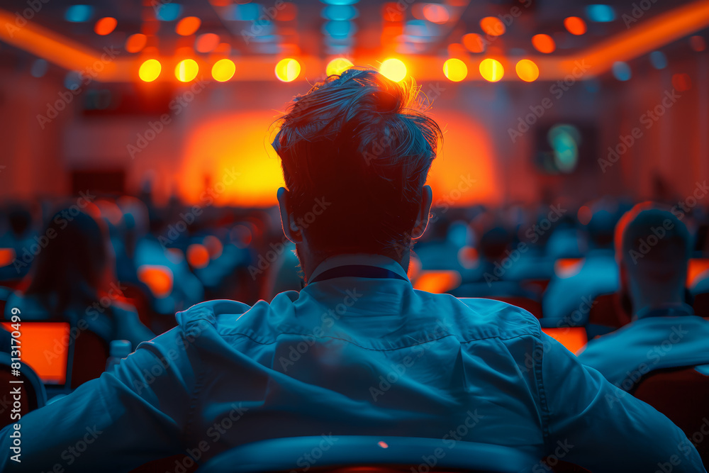 A business conference highlighting industry leaders sharing insights and expertise. Concept of knowledge-sharing and networking. Generative Ai. A business conference highlighting industry leaders sharing insights and expertise. Concept of knowledge-sharing and networking. Generative Ai.