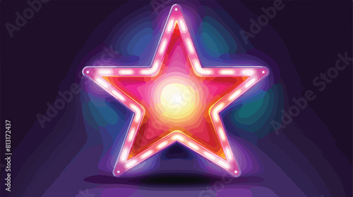 Retro Neon star with lights. Vintage symbol of a st
