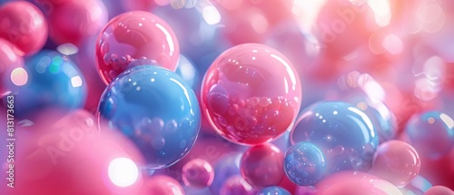 Spheres in pastel colors on an abstract 3D background