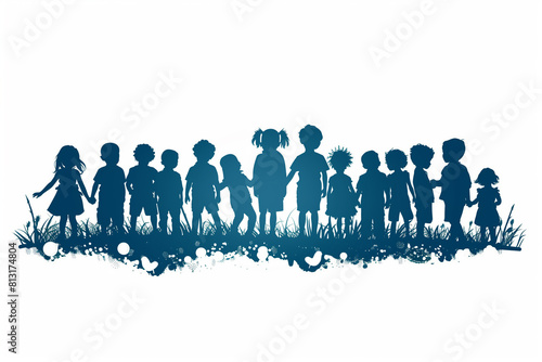 Silhouette of Diverse Children Holding Hands on International Day of Innocent Children
