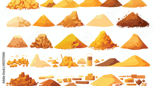 Sand heap vector illustration set - various piles o