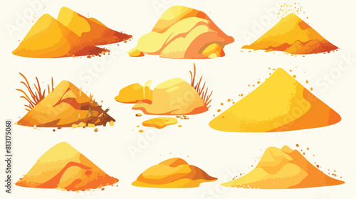 Sand heap vector illustration set - various piles o