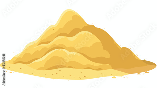 Sand pouring on big heap in flat style isolated on