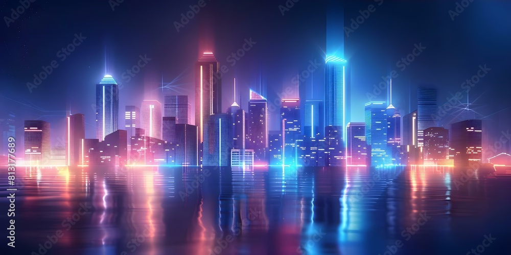 Designing a Futuristic Cityscape with Neon Accents and Pixel Art Style. Concept Futuristic Cityscape, Neon Accents, Pixel Art Style, Design Inspiration, Urban Innovation