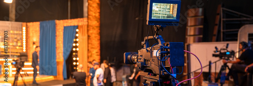 Movie set, cameras, TV station, operators, stock photo