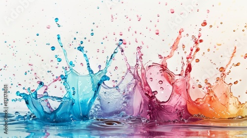 Vibrant Watercolor Explosion Dynamic Splashes of Color on Canvas