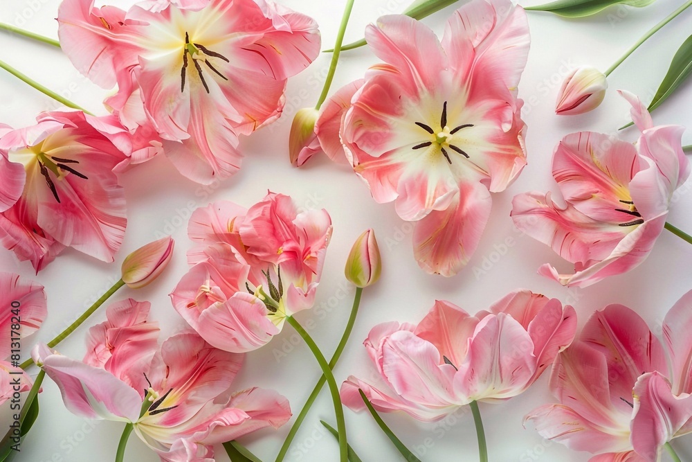 pink tulips on white background
pink tulips on white background