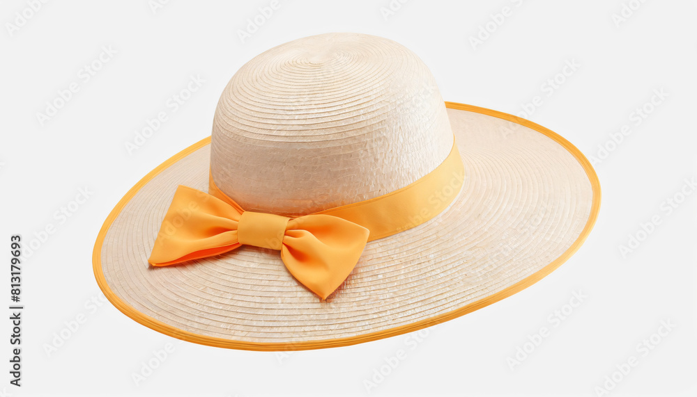 summer straw hat with flower white background summer straw hat with flower white background