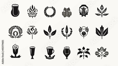 Set of black and white beer logos. selection of dif