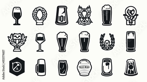 Set of black and white beer logos. selection of dif