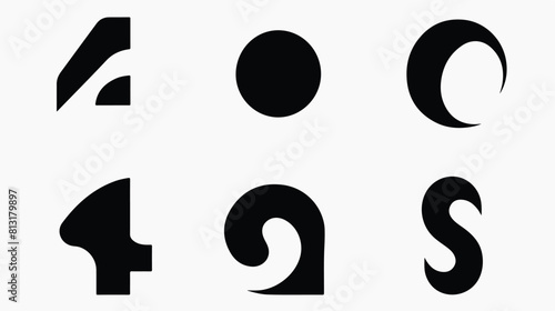 Set of black and white number four logo templates v photo