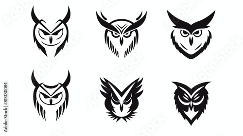 Set of black and white owl logo templates. Vector i