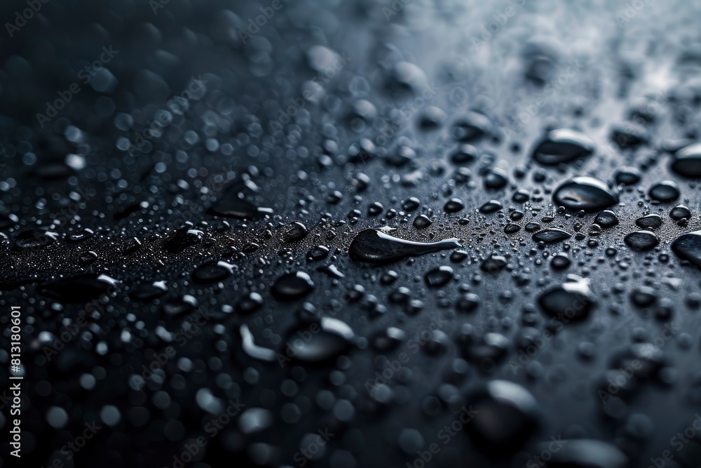 Water droplets on black background - generative ai Water droplets on black background - generative ai