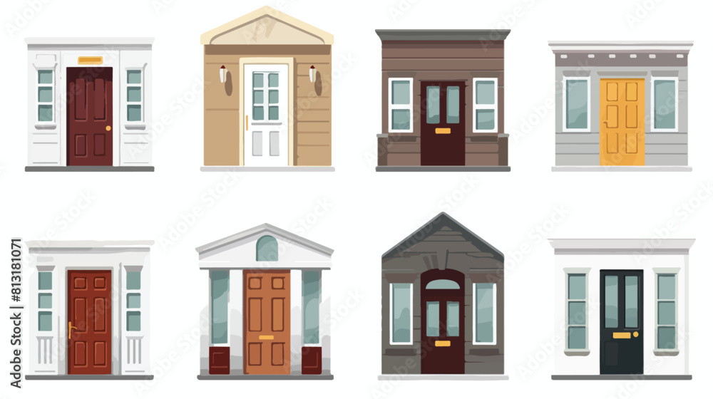 Set of closed entrance house and rooms doors icons