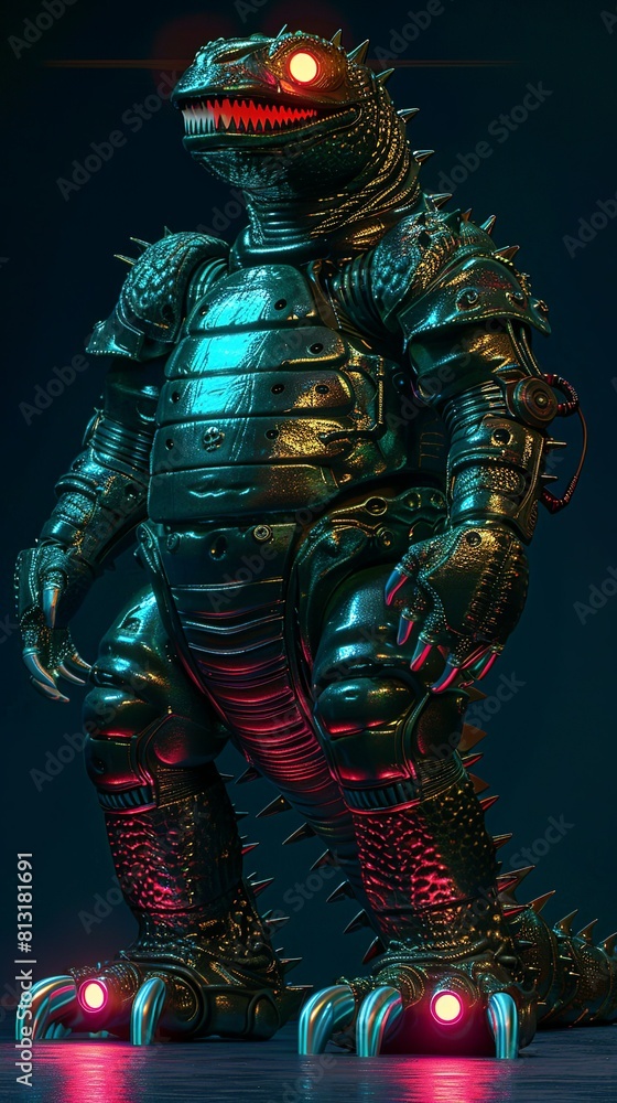 Retrofuturistic sci-fi toy robot figure on isolated black background Retrofuturistic sci-fi toy robot figure on isolated black background