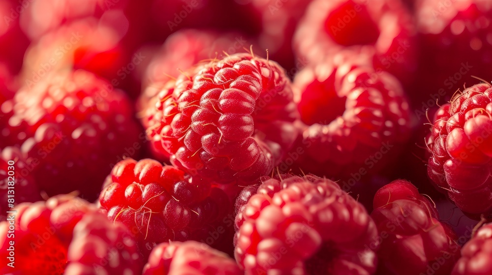 Fresh, luscious red raspberries put in a background to symbolize a balanced diet Fresh, luscious red raspberries put in a background to symbolize a balanced diet