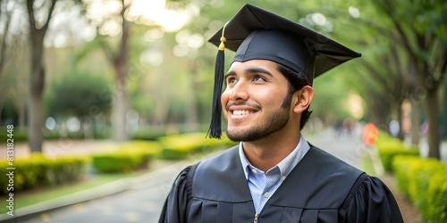 Happy Graduation Photo: Latino Graduate Portrait, Graduation Background