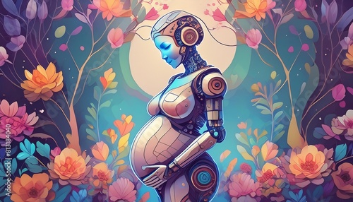 Wallpaper Mural Generated image of a pregnant robot Torontodigital.ca