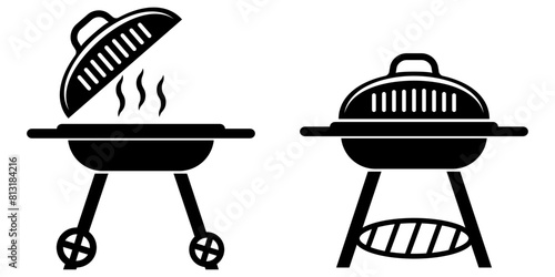 Grill bbq icon set. Vector illustration isolated on white background