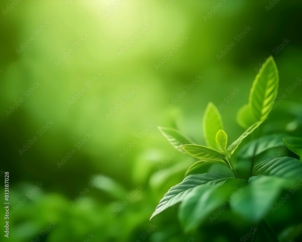 A green plant with leaves that have the sun shining through A green plant with leaves that have the sun shining through