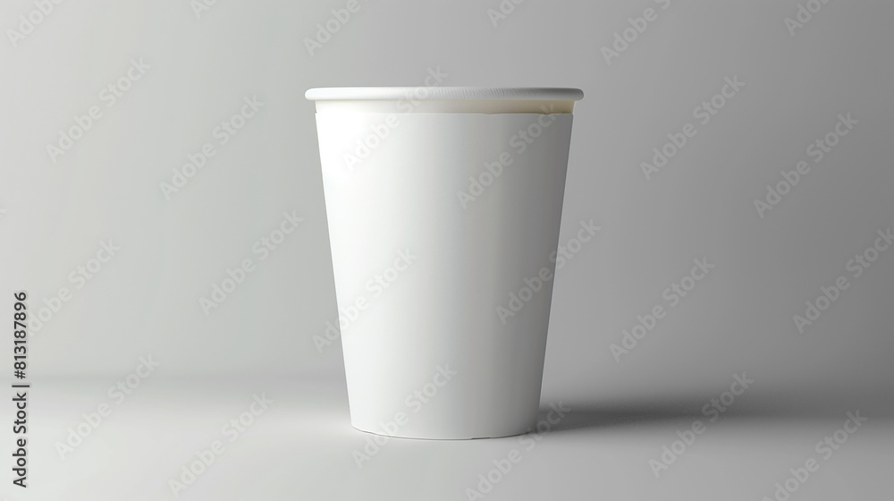 Sleek design of white coffee cup highlighted at 45-degree angle, soft grey backdrop. Sleek design of white coffee cup highlighted at 45-degree angle, soft grey backdrop.