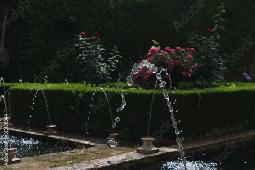 Fountan at Gardens of the Generalife in Spain, part of the Alhambra 