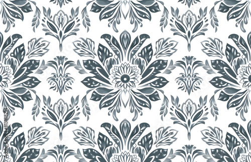 seamless pattern featuring traditional Indian motifs such as boho floral  textile printing. one solid and cohesive pattern.