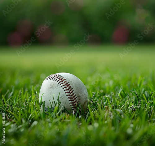 baseball on grass HD wallpaper Stock Photograph
