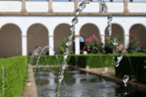 Fountan at Gardens of the Generalife in Spain, part of the Alhambra 