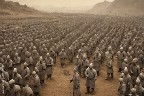Timeless Sentinels: Sepia Tones of the Terracotta Soldiers photo