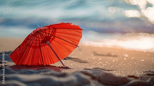 sea beach and umbrella with blank background