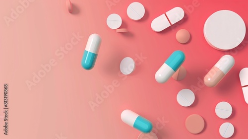 vitamins for beauty pink background. Close up.