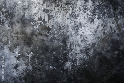 Old wall texture cement dark black gray background abstract grey color design are light with white gradient background - generative ai © Nia™