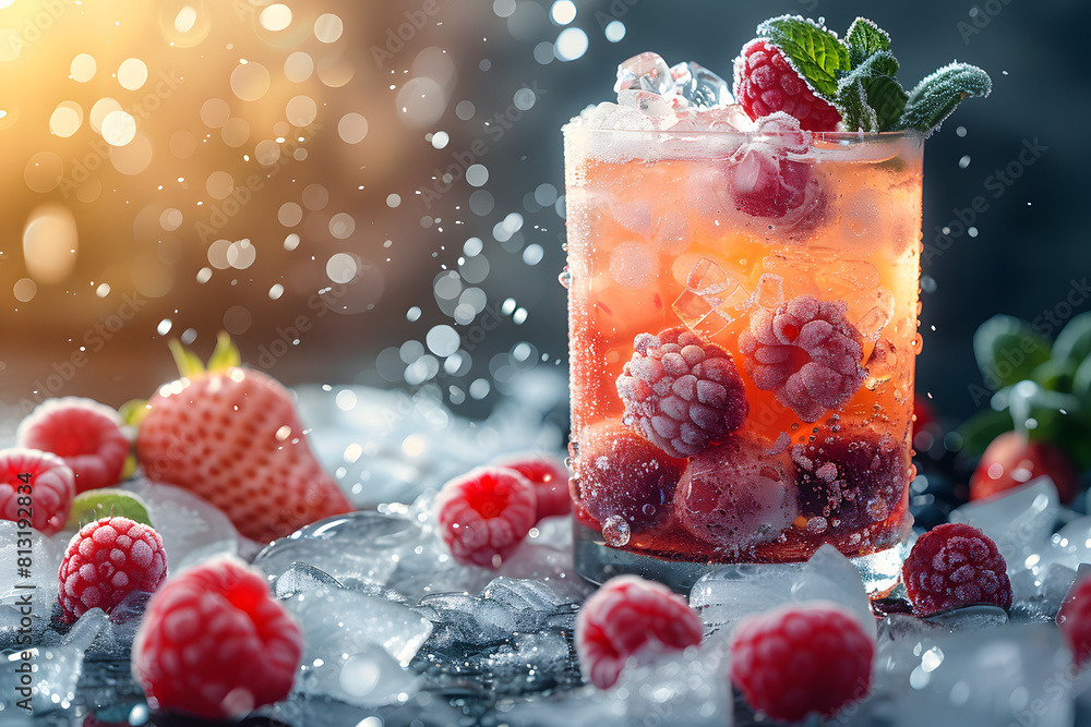 Fresh summer drinks cocktails with berries, fruits, ice and frost on glasses. Vacation open beach bar concept. Fresh summer drinks cocktails with berries, fruits, ice and frost on glasses. Vacation open beach bar concept.