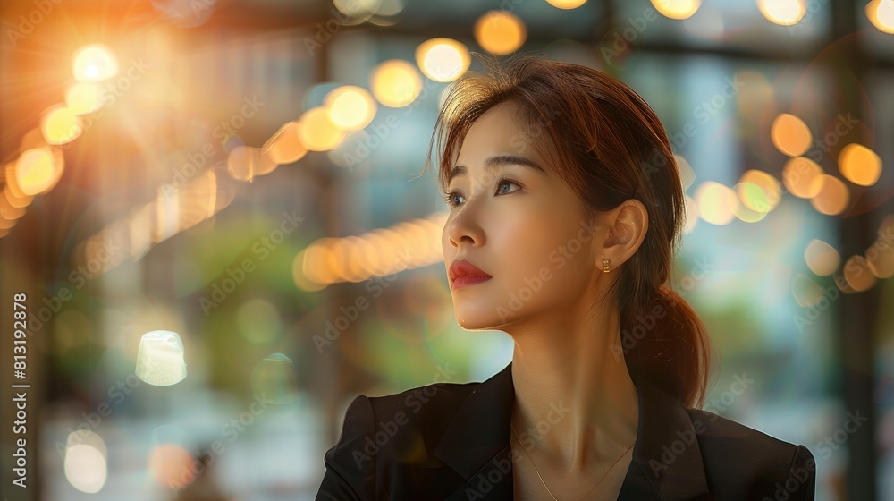 Admire The Confidence Of A Shot Featuring An Asian Businesswoman Working In A Modern Office, Her Gaze Focused Away, Contemplating Strategies For Success Admire The Confidence Of A Shot Featuring An Asian Businesswoman Working In A Modern Office, Her Gaze Focused Away, Contemplating Strategies For Success